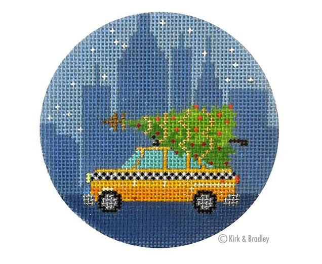 Christmas in NY-Taxi Cab Canvas - KC Needlepoint