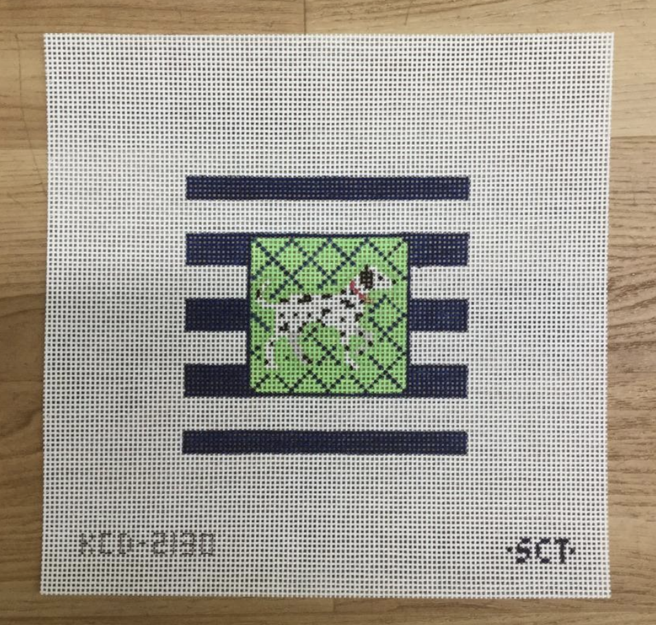 Dalmation on Stripes Square - needlepoint