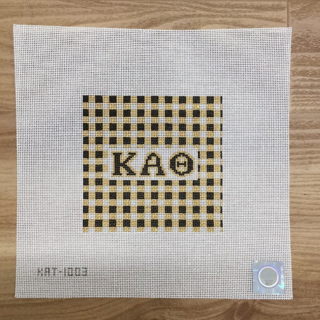 Kappa Alpha Theta Gingham Square Canvas - needlepoint