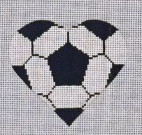 Soccer Ball Heart Canvas - KC Needlepoint