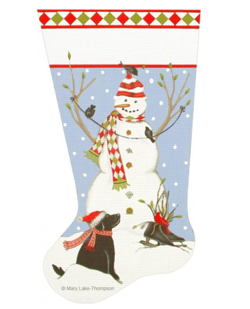 Snowman/Dog Stocking Canvas - needlepoint