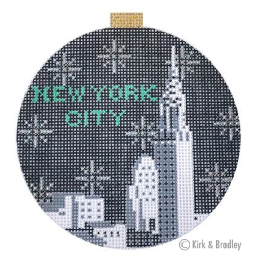 New York Travel Round Needlepoint Canvas
