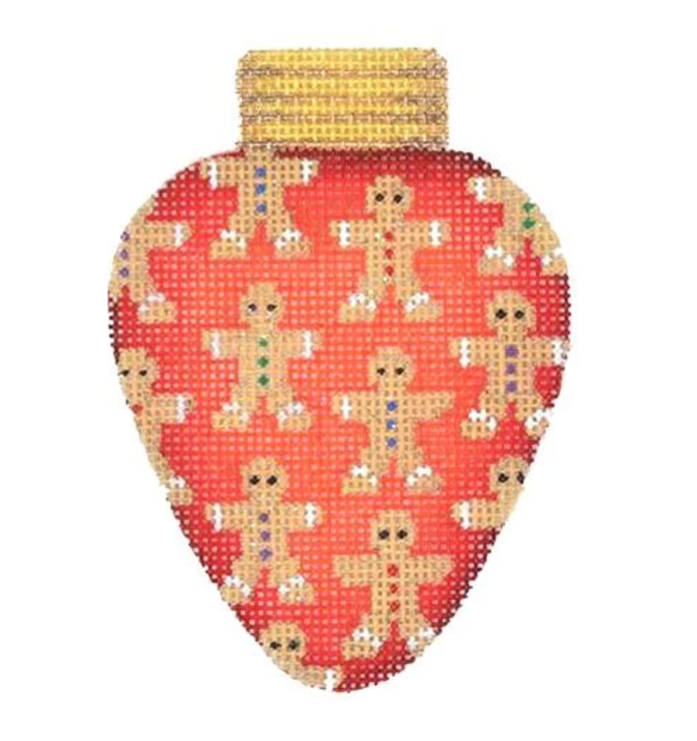 Christmas Light with Gingerbread Men Canvas - needlepoint