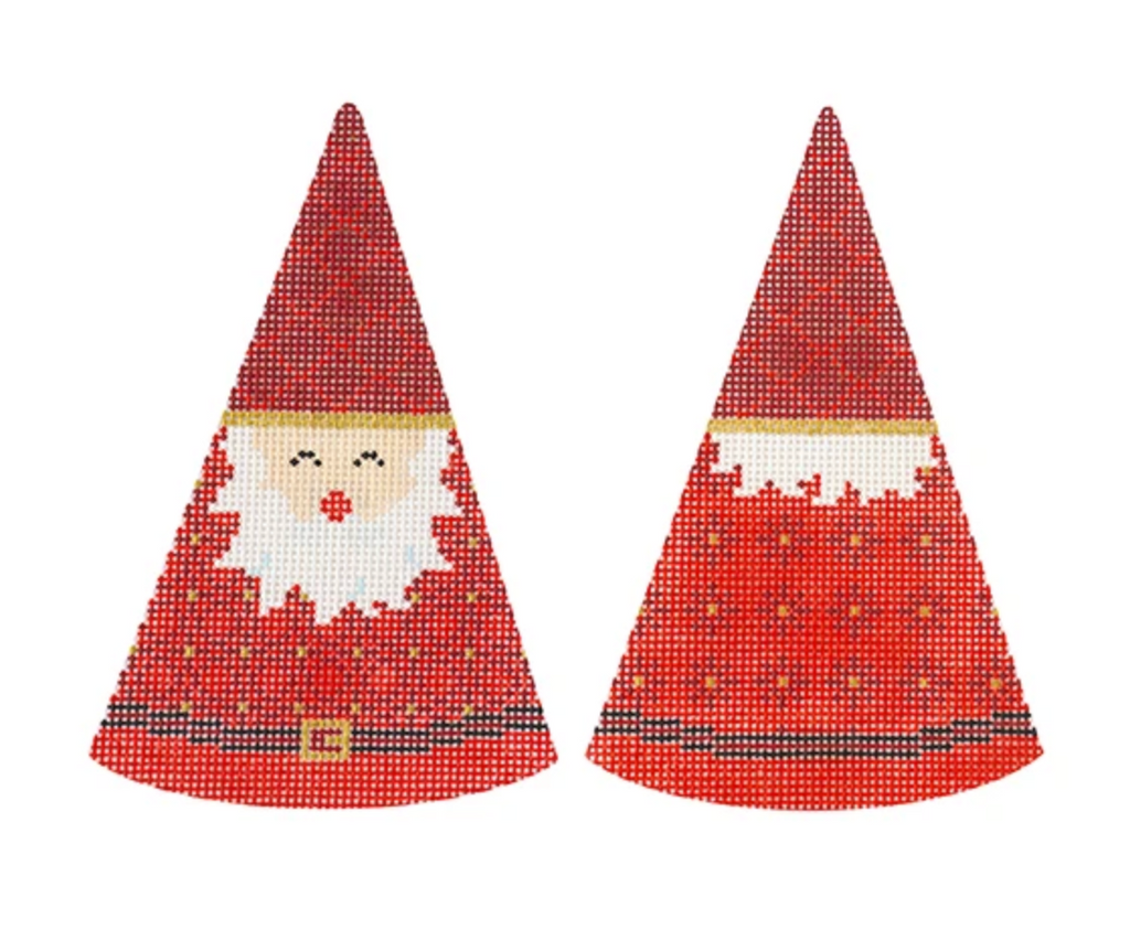 Red Lattice Hat Santa Cone Canvas - needlepoint