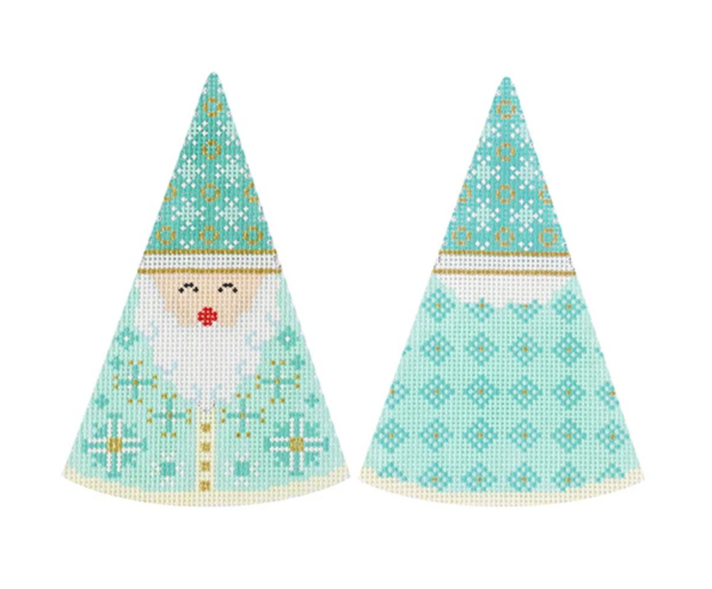 Turquoise Snowflake Hat Santa Cone Canvas - needlepoint