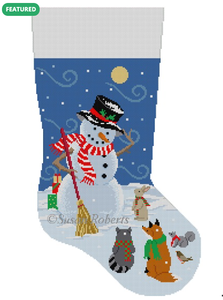 Windy Snow Gifts Snowman Stocking Canvas - needlepoint