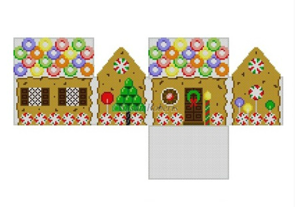 Chocolate Chip and Lifesavers Gingerbread House Canvas - needlepoint