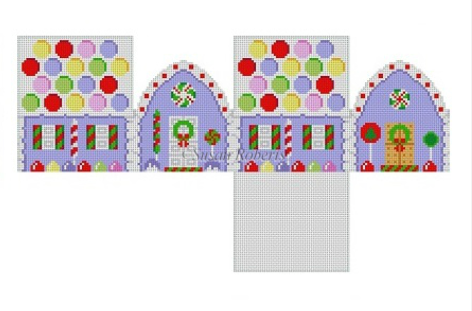Grape with Jelly Rounds Roof Gingerbread House Canvas - needlepoint