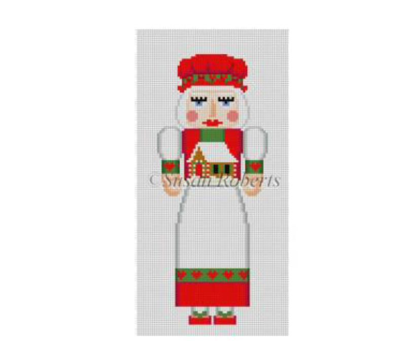 Mrs. Claus with Gingerbread Nutcracker Canvas - needlepoint
