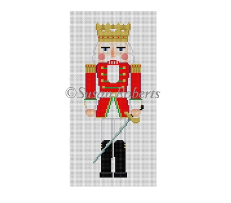 Red King with Sword Nutcracker Canvas - needlepoint