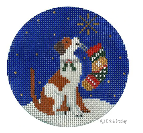 Midnight Jack Russell Round Needlepoint Canvas - needlepoint
