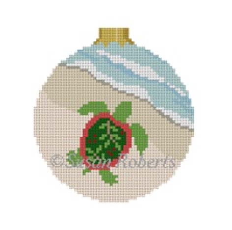 Christmas Turtle II Round Canvas - KC Needlepoint