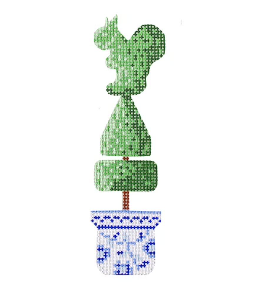 Squirrel Topiary Canvas - KC Needlepoint
