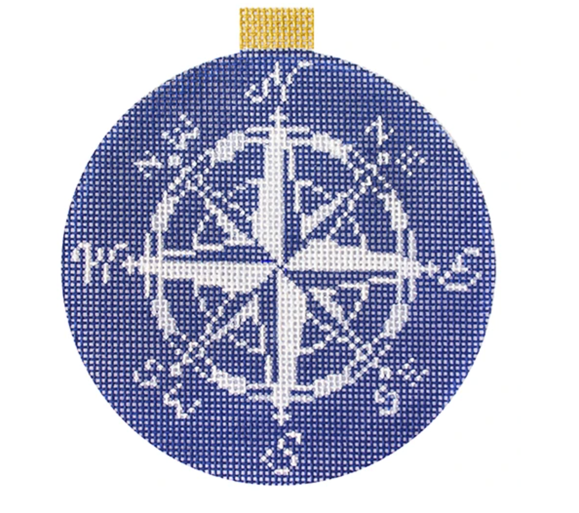 Navy Compass Rose Canvas - KC Needlepoint
