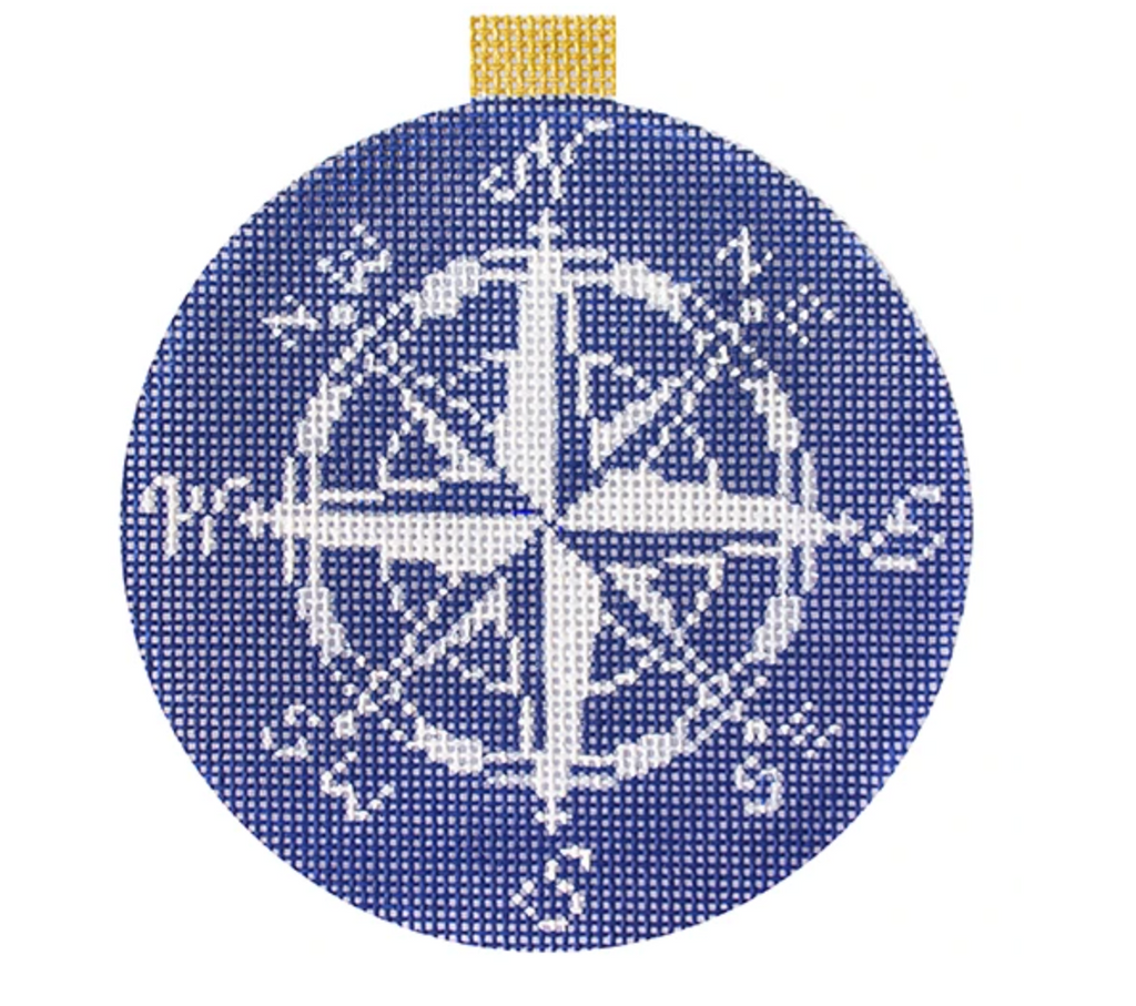 Navy Compass Rose Canvas - KC Needlepoint