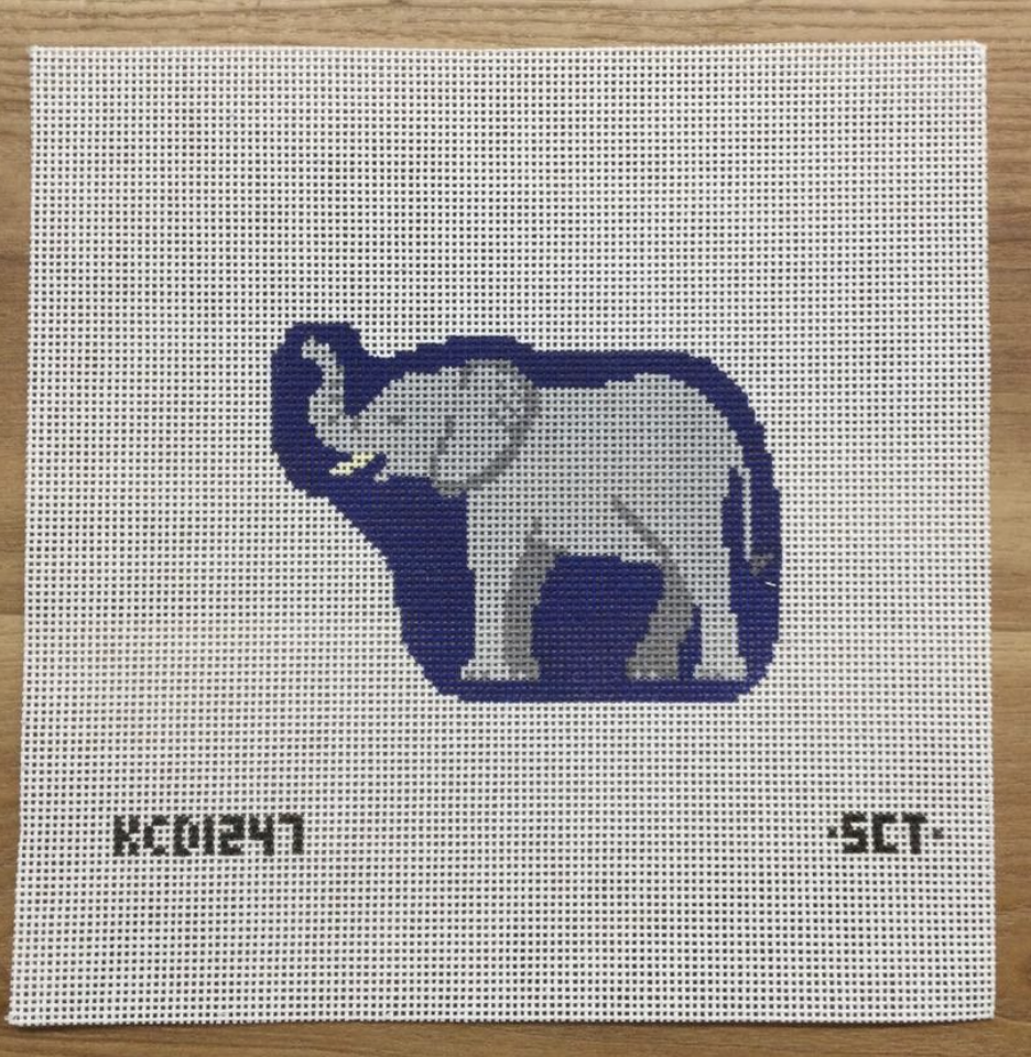 Elephant Ornament Canvas - KC Needlepoint