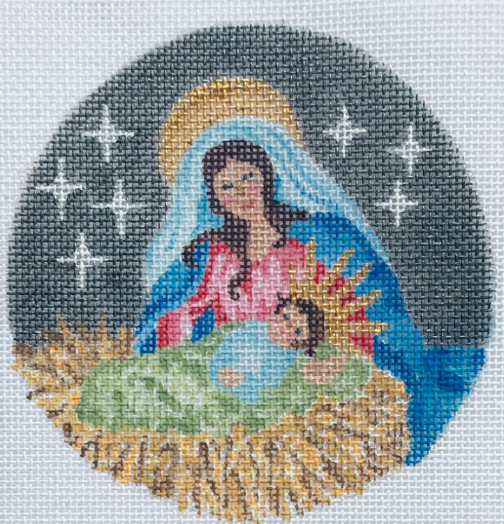 Mother and Child Ornament Canvas - KC Needlepoint