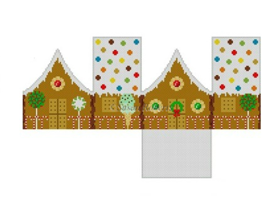 M&M Arched Roof 3D Gingerbread House Canvas - KC Needlepoint