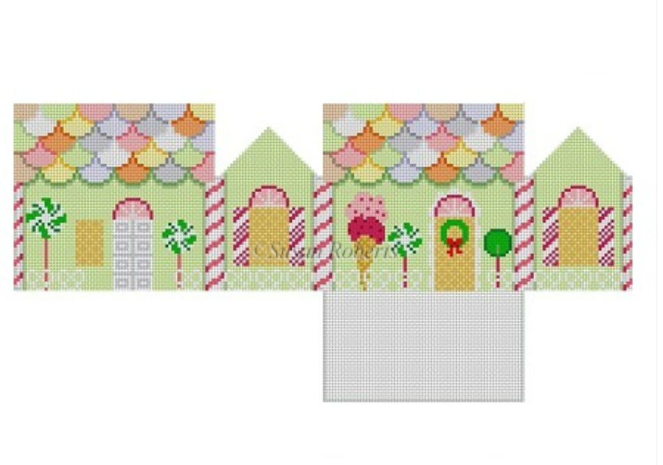 Pistachio and Neccos 3D Gingerbread House Canvas - KC Needlepoint