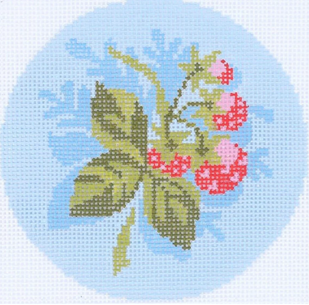 Strawberries Ornament Canvas - KC Needlepoint
