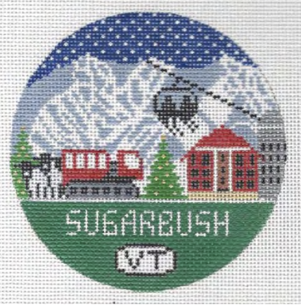 Sugarbush Travel Round Needlepoint Canvas - KC Needlepoint