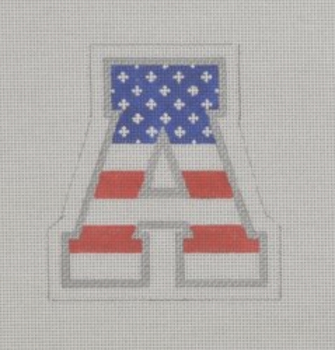 Patriotic A Canvas - KC Needlepoint