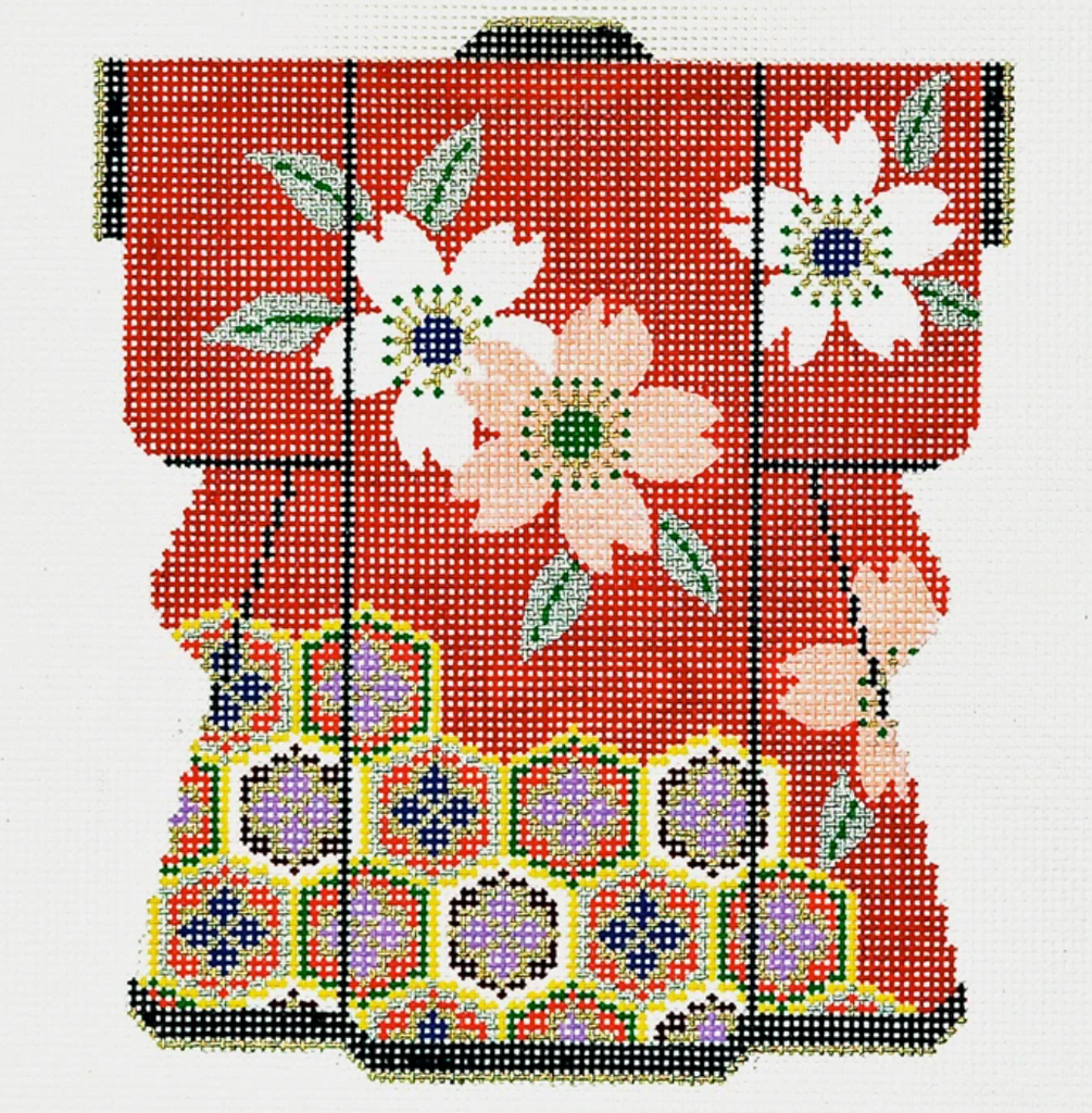  Howie's Needlepoint Cross Stitch Kits, 14CT Stamped Starter  Kits for Beginners, Needlepoint Kits for Kids and  Adults(Kimono-Floral-Orange-Cultural-Dress-(Japan), 6.7 x 11.8 Inch)