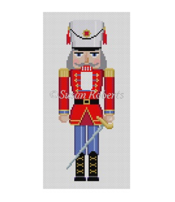 Red and Blue Guard Nutcracker Canvas - KC Needlepoint