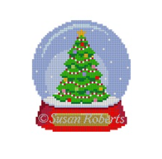 Snow Globe Christmas Tree Canvas - KC Needlepoint
