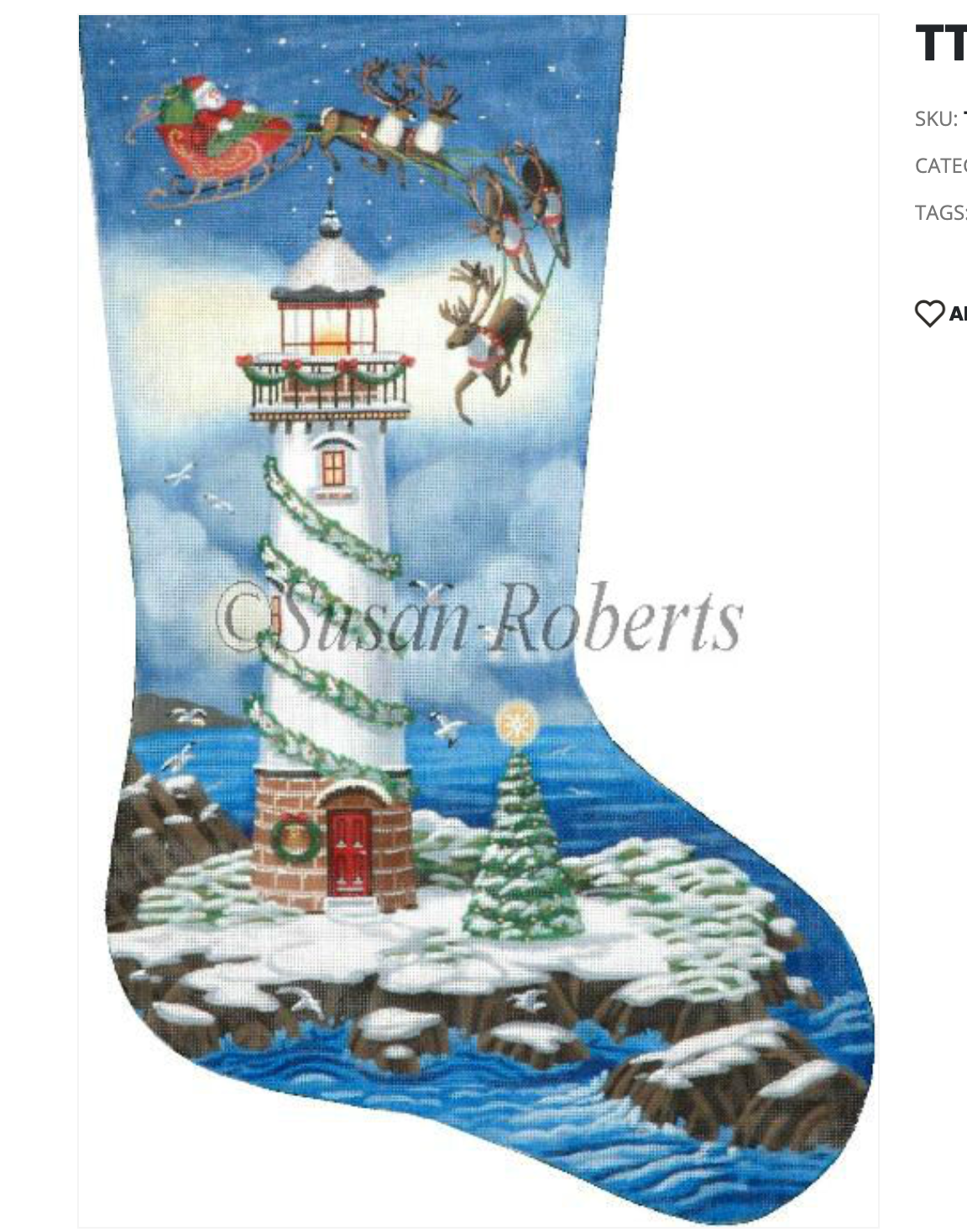 Santa Lighthouse Stocking Canvas - KC Needlepoint
