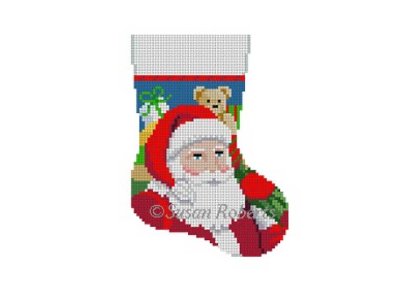 Santa with Bag Mini Stocking Canvas - KC Needlepoint
