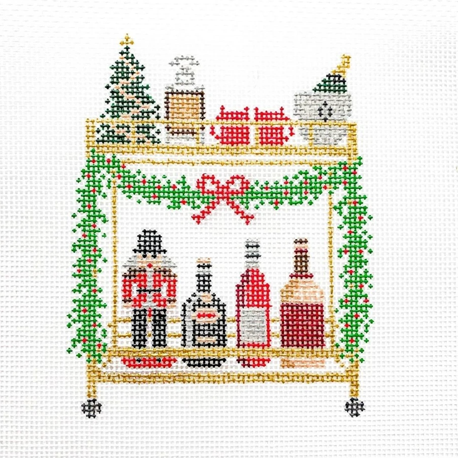 Christmas Bar Cart Canvas - KC Needlepoint