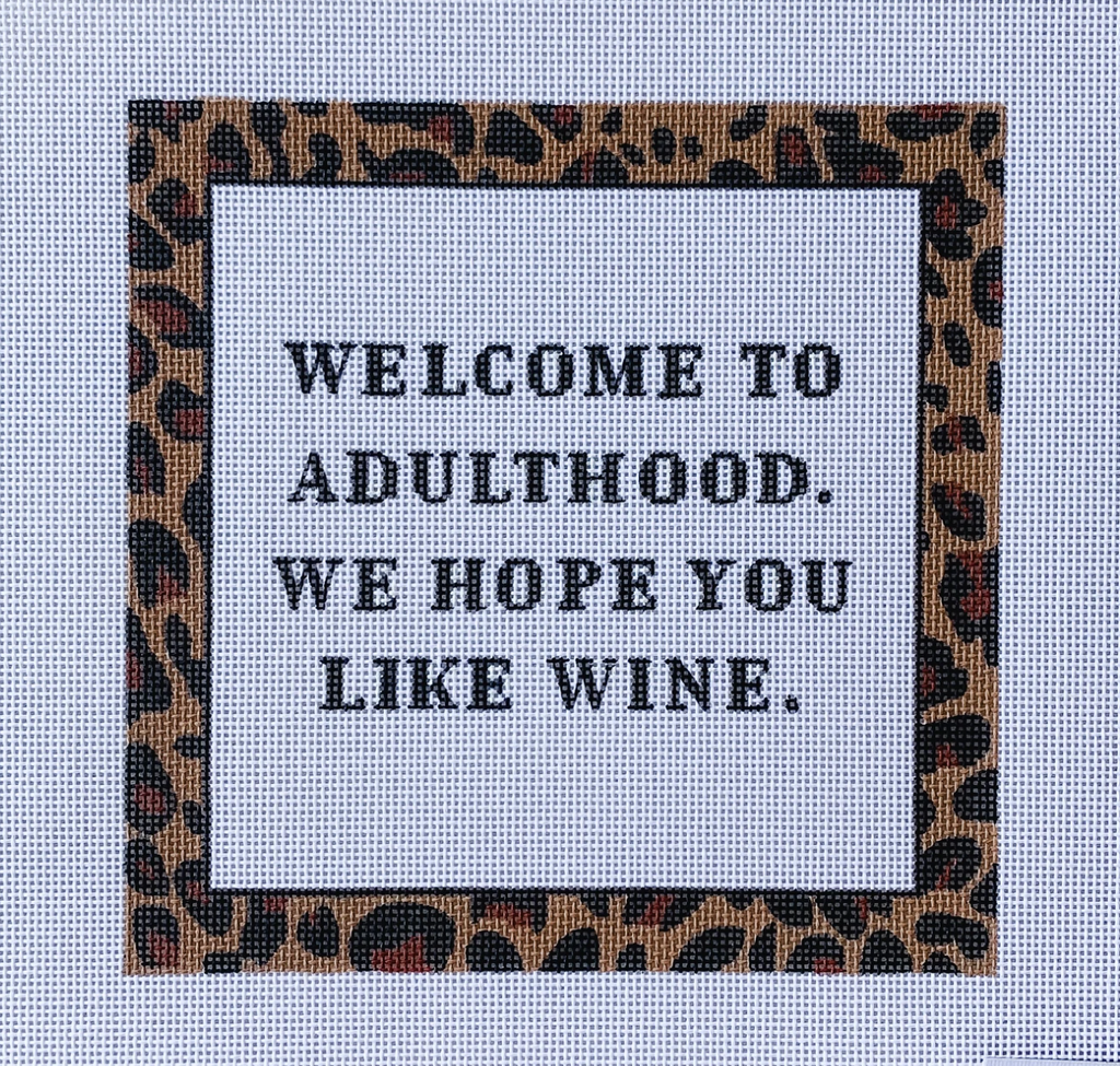 Welcome to Adulthood Wine Canvas - KC Needlepoint