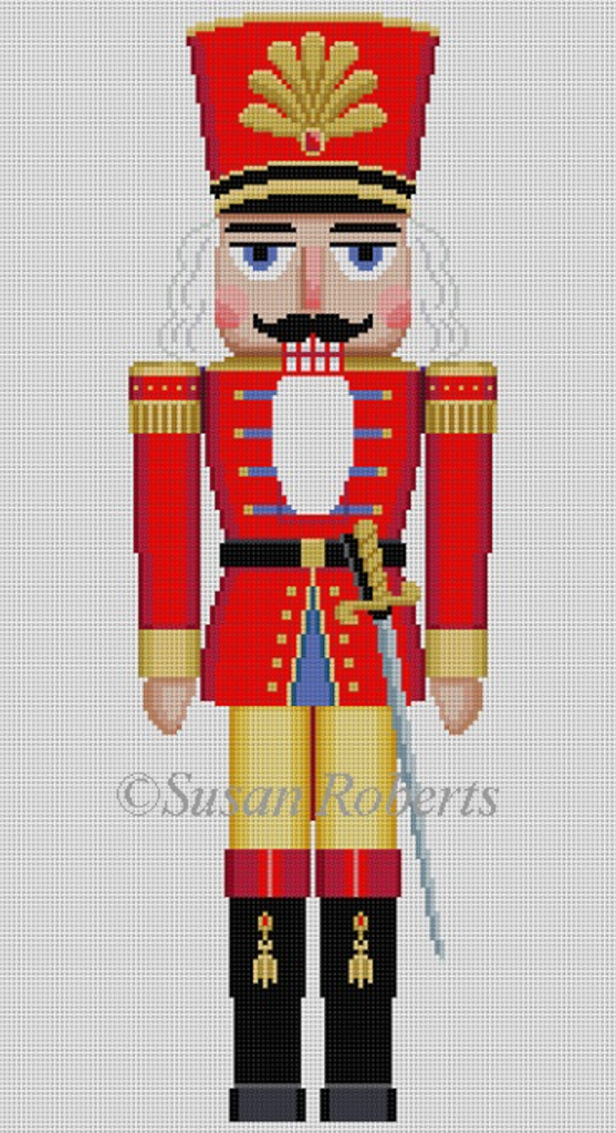 Red Guard with Sword Nutcracker Canvas - KC Needlepoint