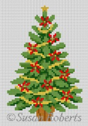Poinsettia Tree Canvas - KC Needlepoint