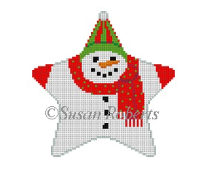 Snowman Star Canvas - KC Needlepoint