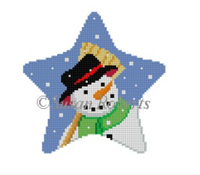 Snowman Star Canvas - KC Needlepoint