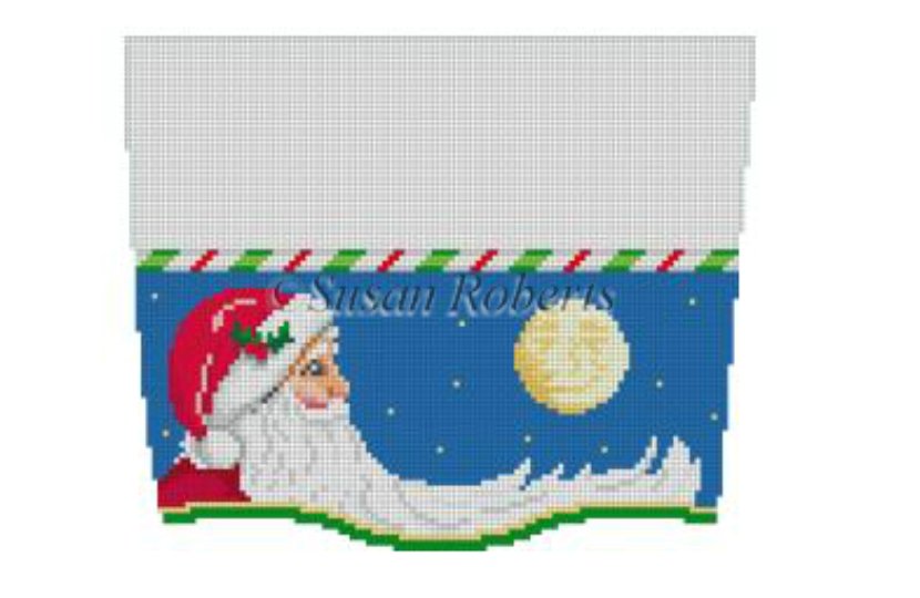 Moonlit Santa Stocking Topper Canvas - KC Needlepoint
