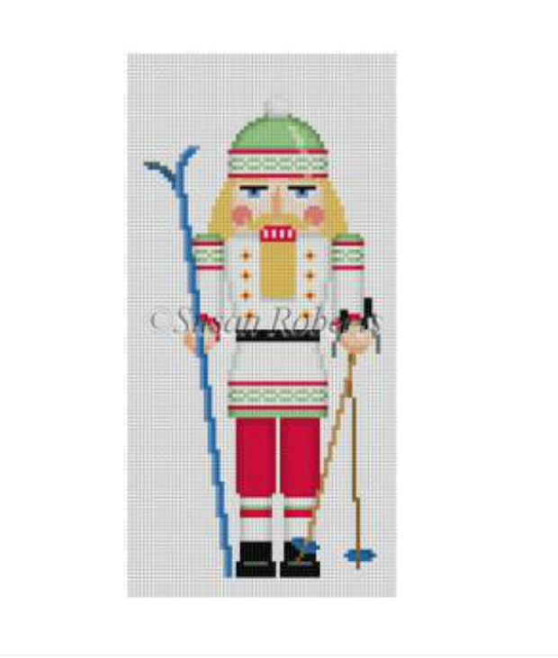 Skiier Nutcracker Canvas - KC Needlepoint