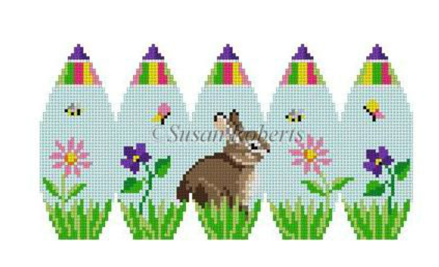 Bunny in Flowers Egg Canvas - KC Needlepoint