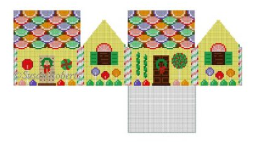 Fruit Slices and Lollipops Gingerbread House Canvas - KC Needlepoint