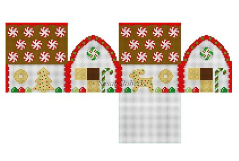 Peppermints and Spice Cookies Gingerbread House Canvas - KC Needlepoint
