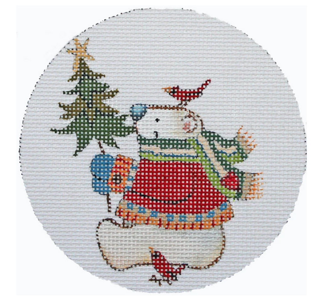 Christmas Plaids Bear Canvas - KC Needlepoint