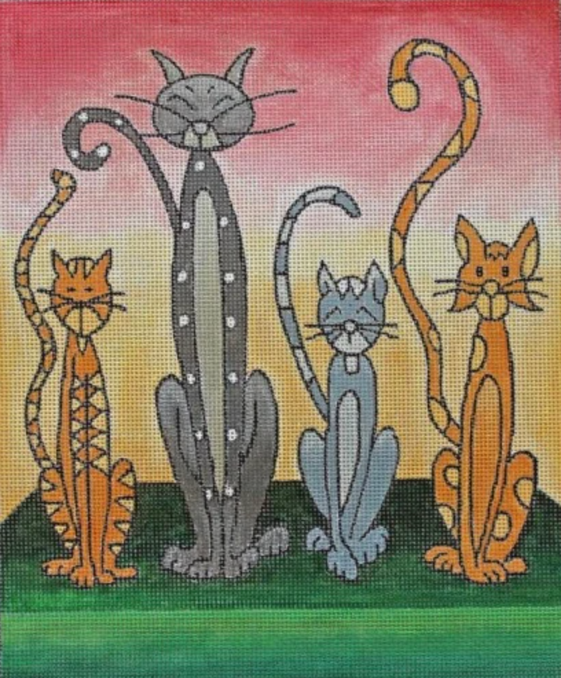 Whimsical Cats Canvas - KC Needlepoint