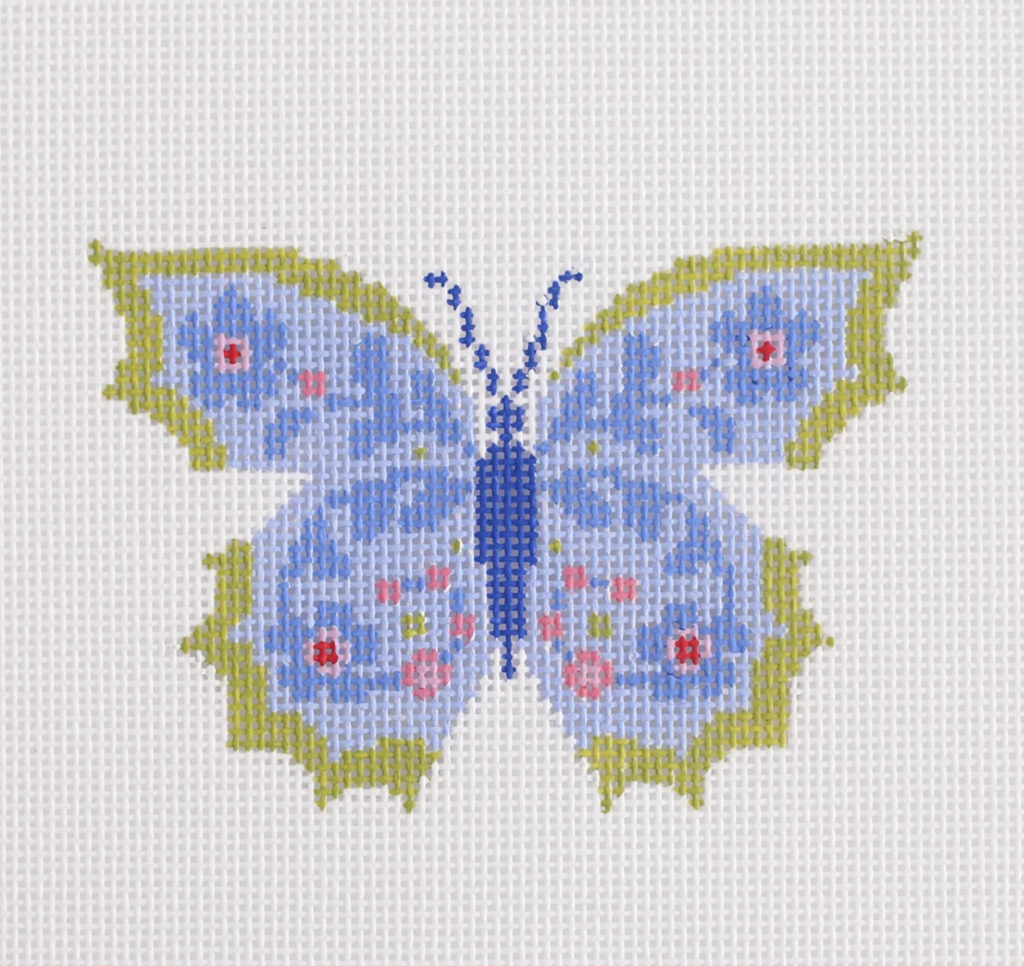 Blue Butterfly II Canvas - KC Needlepoint