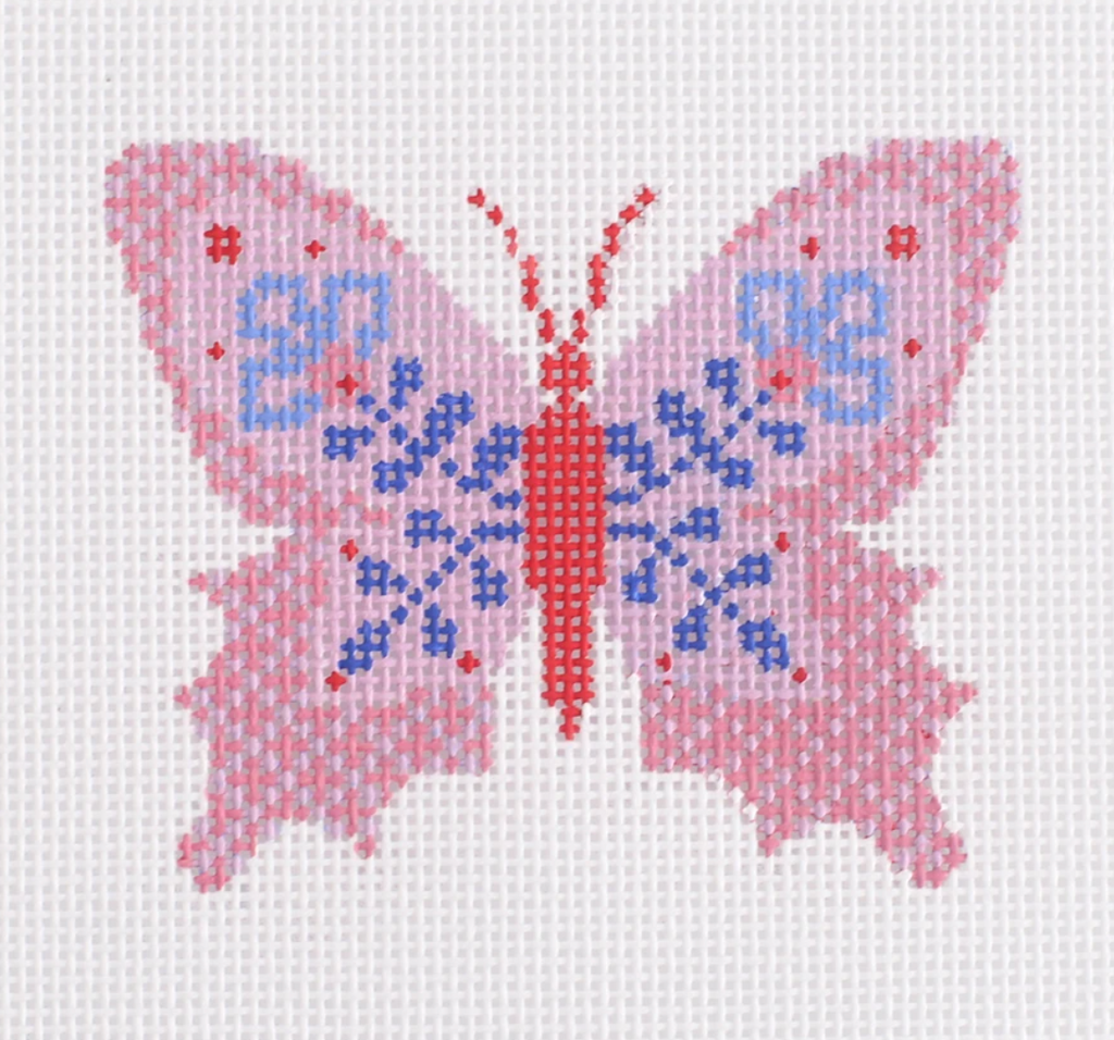 Pink Butterfly II Canvas - KC Needlepoint