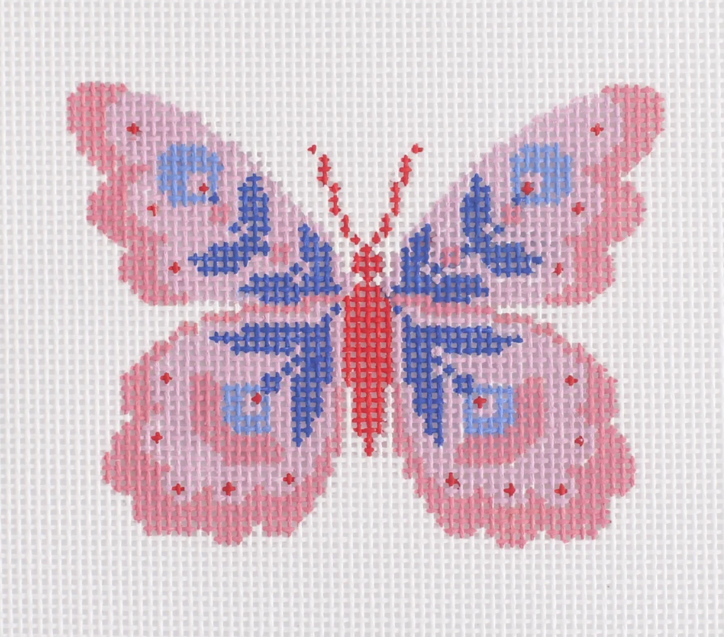 Pink Butterfly III Canvas - KC Needlepoint