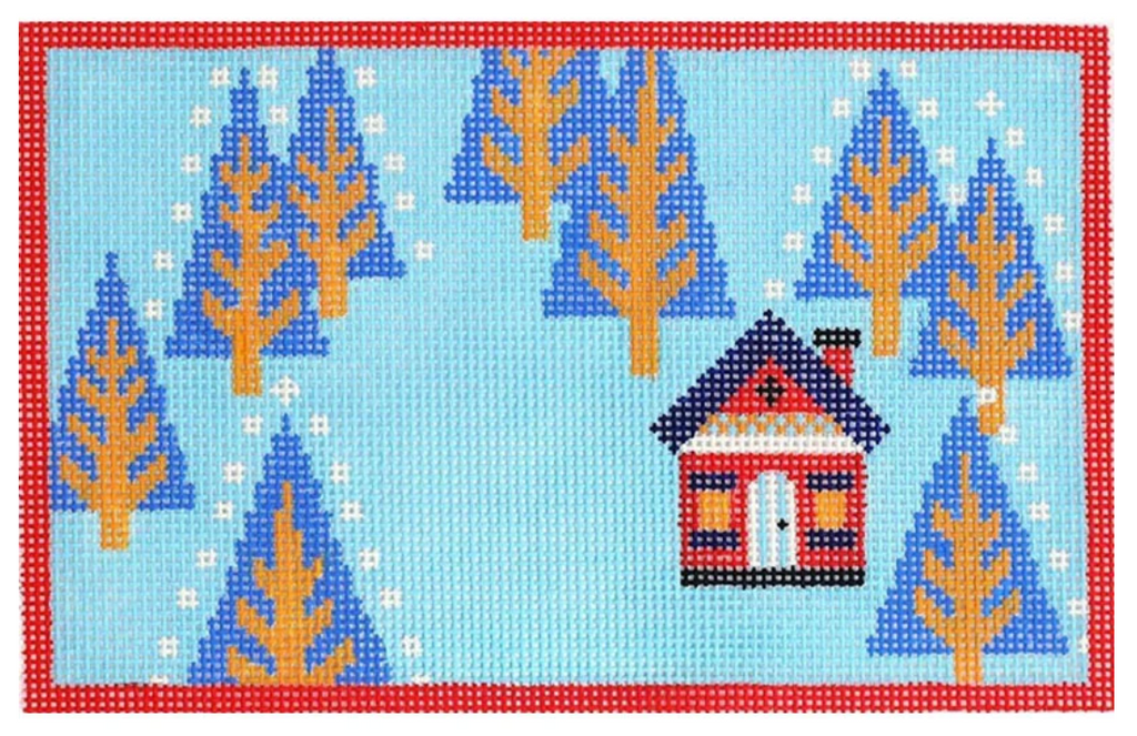 Woodland Home in Winter Canvas - KC Needlepoint