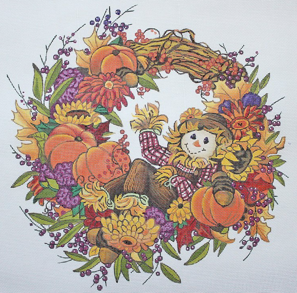 Fall Welcome Wreath Canvas - KC Needlepoint