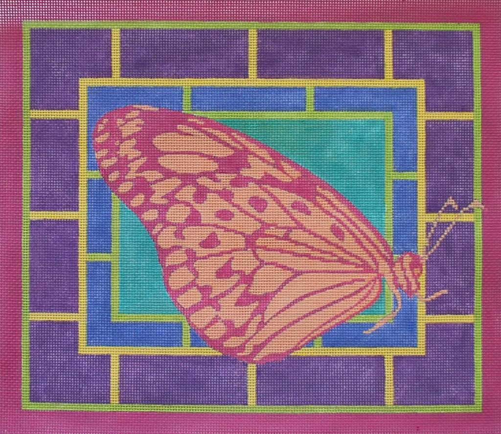 Pink Butterfly Canvas - KC Needlepoint